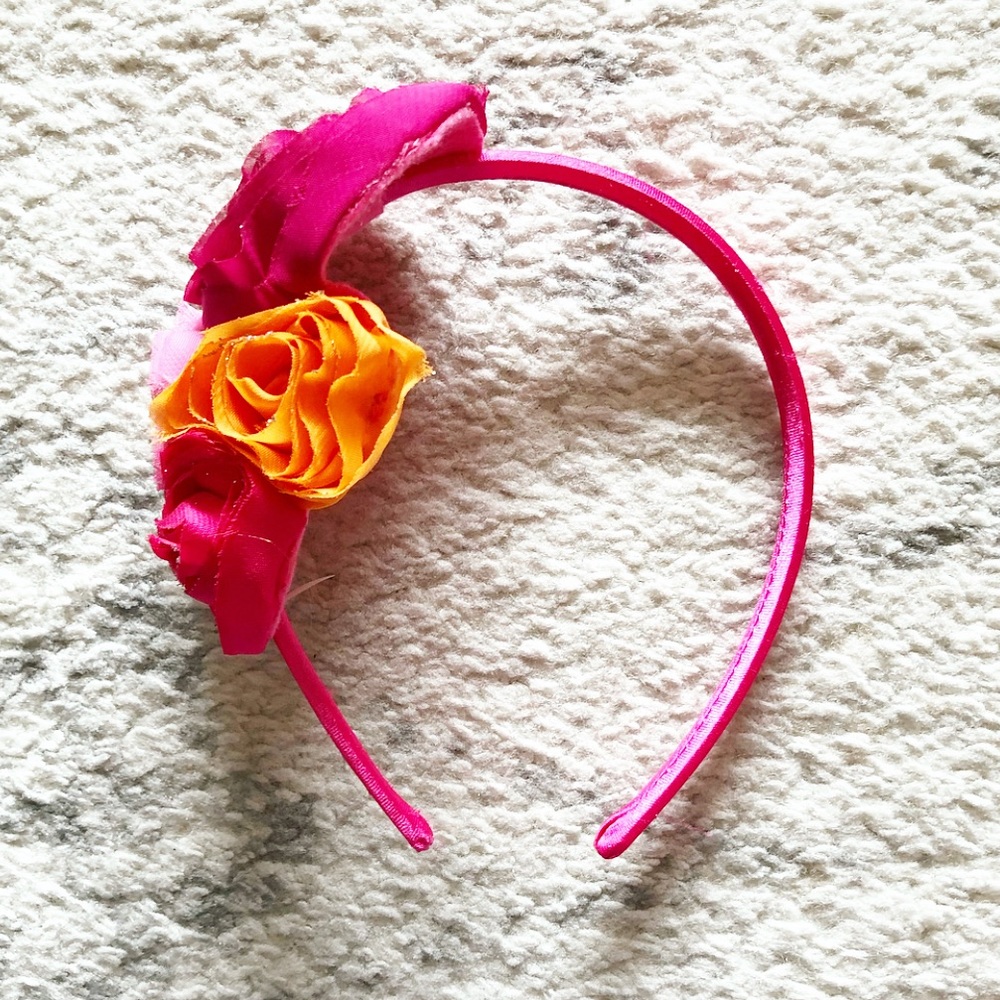 Vintage pink & orange rosette Girls’ headband